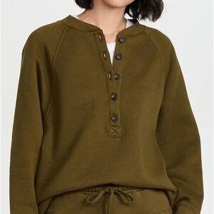 ♦️ MADEWELL MWL Betterterry Henley Sweatshirt S olive green EUC